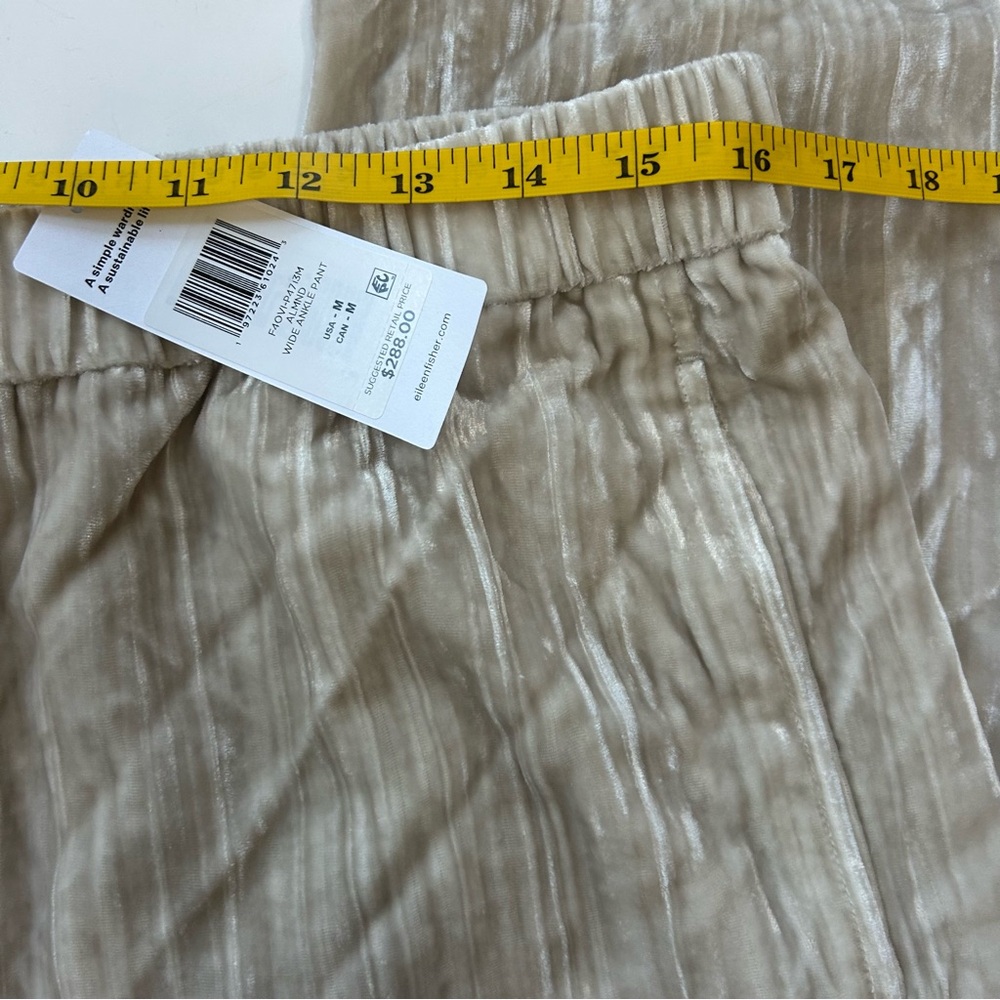 NWT Eileen Fisher Wide Leg Crushed Velvet Ankle Pants (size M) - Picture 9 of 10
